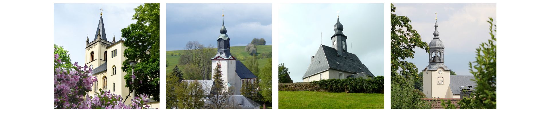 Alle 4 Kirchen unserer Kirchgemeinde: Eppendorf, Gahlenz, Kleinhartmannsdorf, Großwaltersdorf