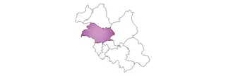 Eine Karte, auf der die Kirchgemeinde Flöha-Niederwiesa im Westen violett markiert ist.