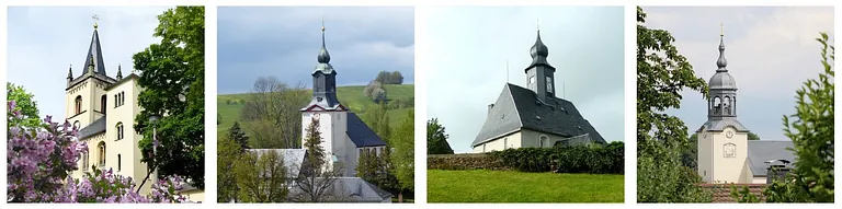 Collage mit Bildern aller 4 Kirchen der Kirchgemeinde Eppendorf