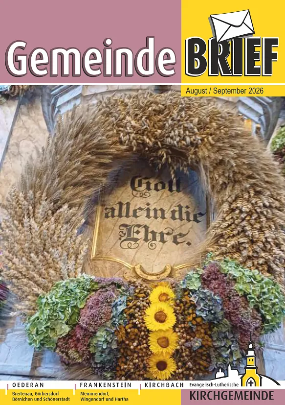 Titelseite des letzten Gemeindebriefs Oederan