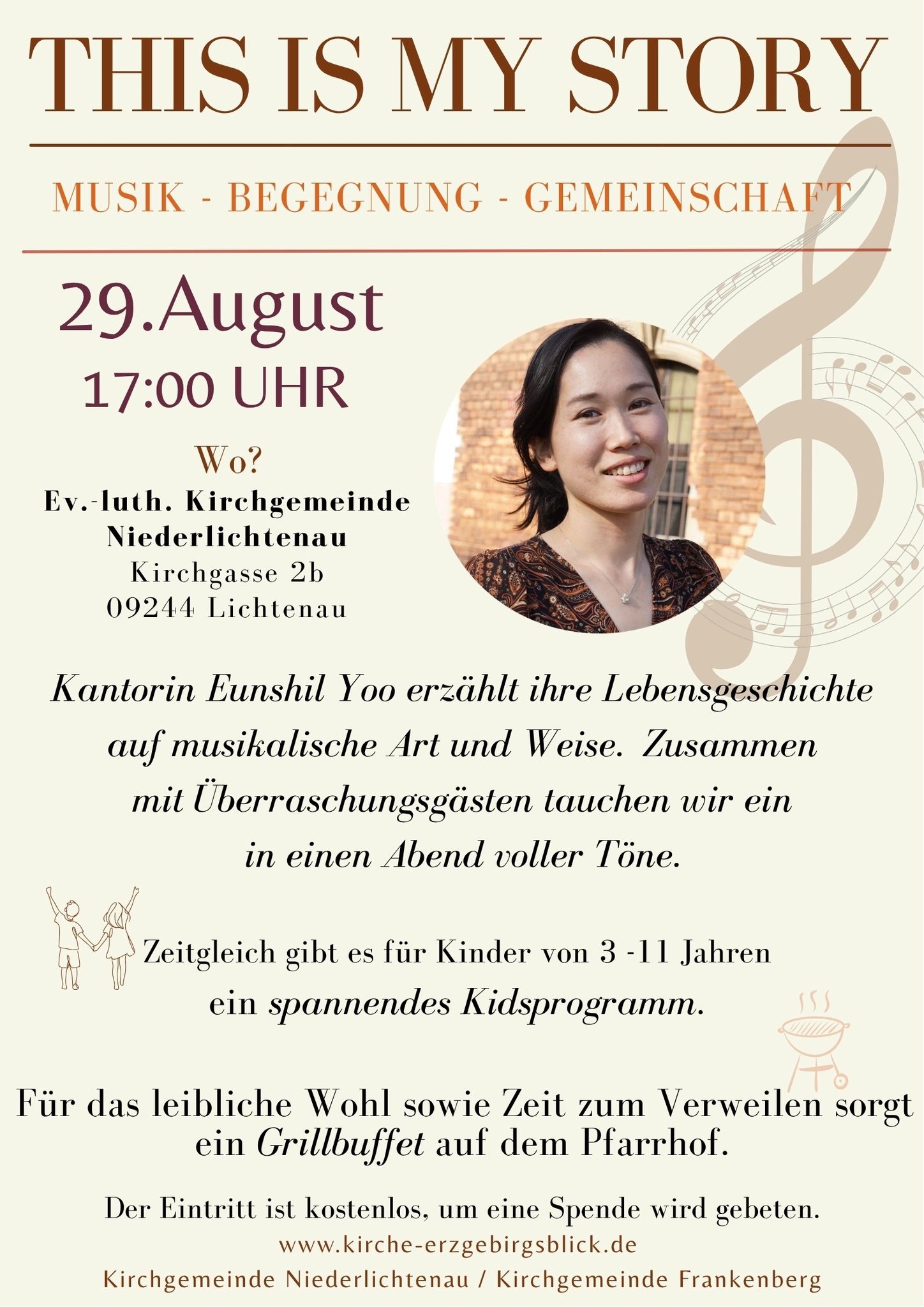 Flyer Orgelkonzert mit der Kantorin Eunshil Yoo aus Frankenberg