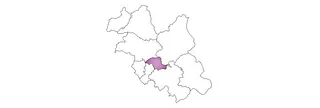 Eine Karte, auf der die Kirchgemeinde Hohenfichte im Kartenzentrum violett markiert ist.