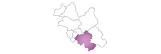 Eine Karte, auf der die Kirchgemeinde Borstendorf-Leubsdorf-Schellenberg im Süden violett markiert ist.
